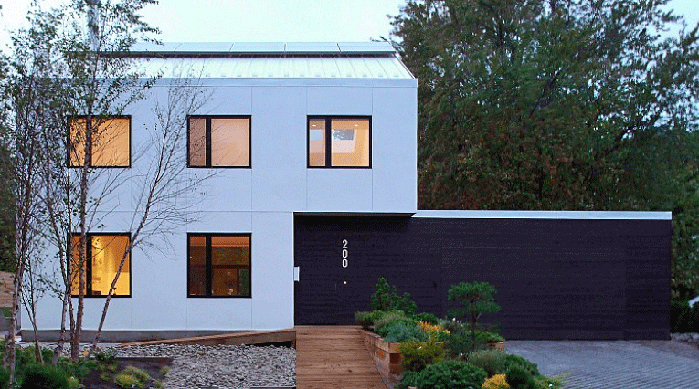 A Home with Flush Mount Garage Doors