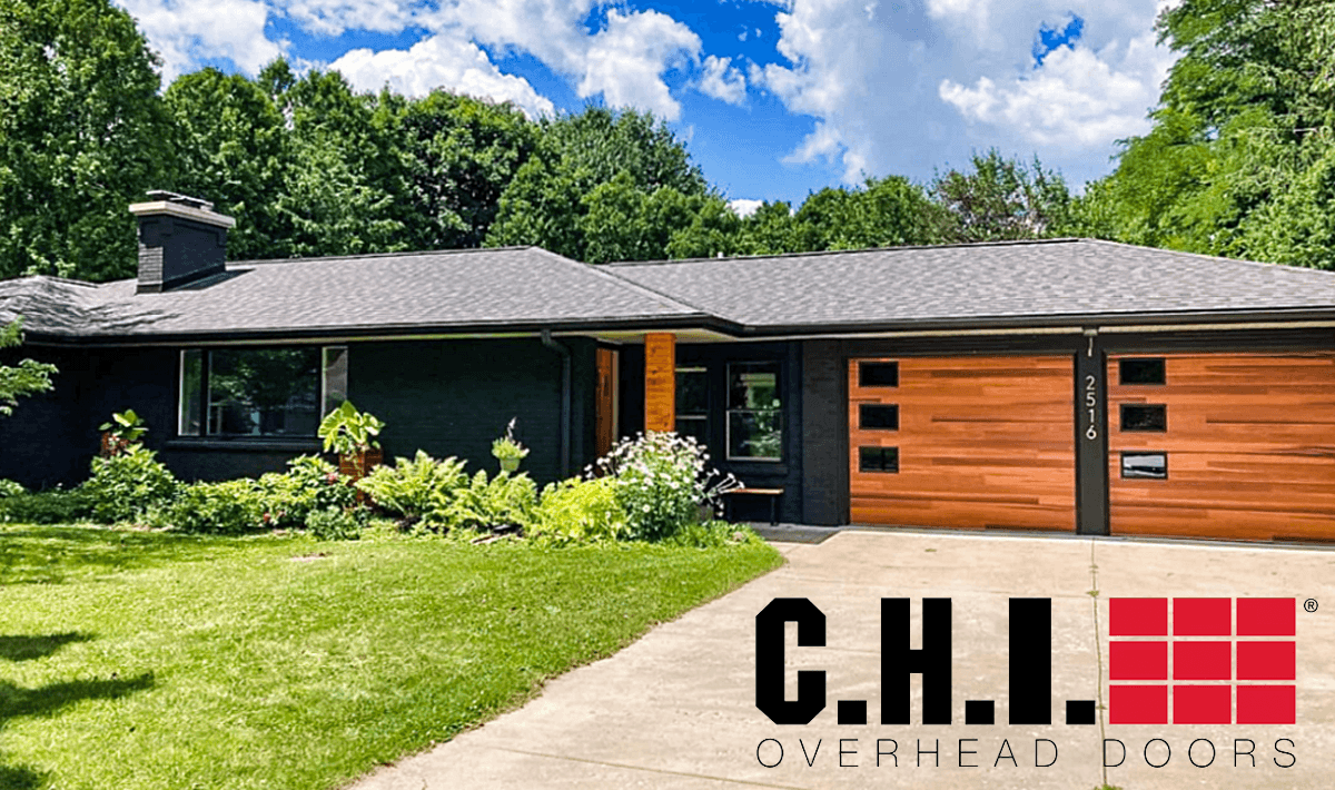 A Home with New CHI® Cedar Planks Garage Door