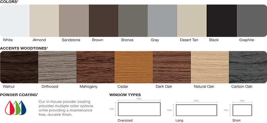 Available Colours for CHI Contemporary Collection Planks and Skyline Flush Garage Doors