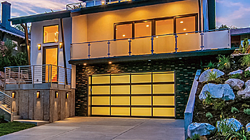 Full-View Aluminum shown in optional powder coat dark bronze and white laminate glass.