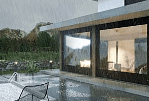 Tranquil 2.0 Window Screen Exposed to Rain Storm.